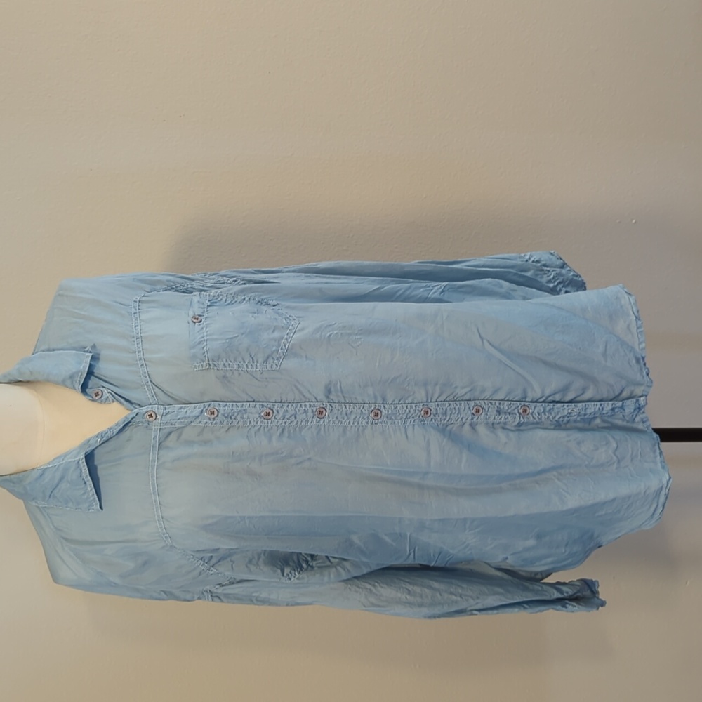 Pale blue oversized shirt in 100% silk